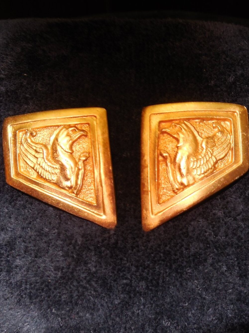 Unique Elegant Brushed Gold Clip On Earrings Vintage Estate